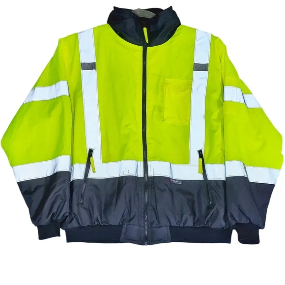 Majestic Size XL Class 3 Hi-Vis Reflective ANSI 3 Type R Lined Bomber Jacket - Picture 3 of 12